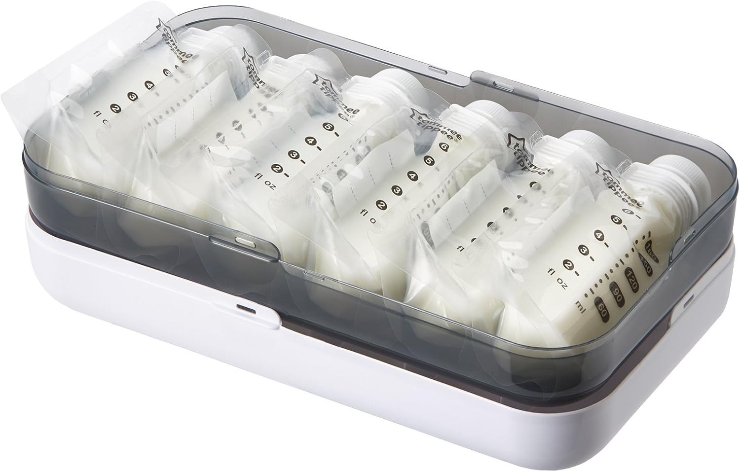 Tommee Tippee Express and Go breast milk storage case with bottles