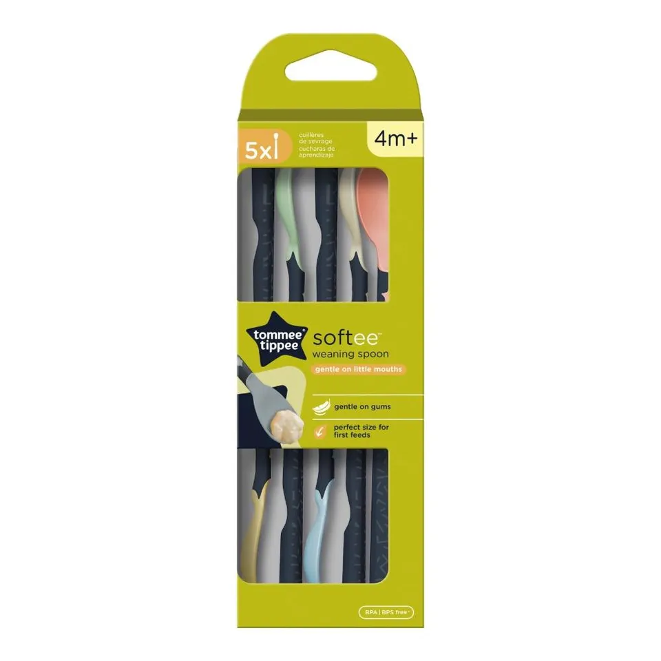 Tommee Tippee Softee weaning spoon 5 pack multi-colour for ages 4 months plus