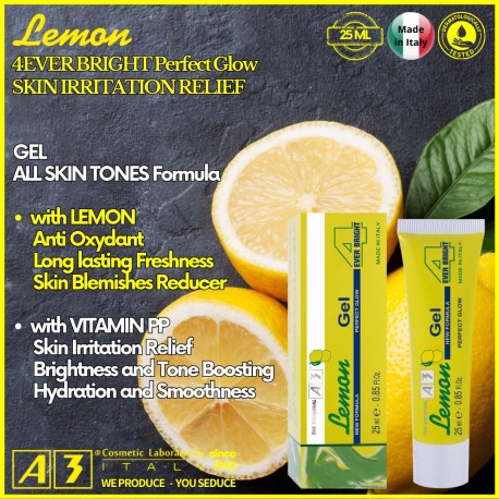 A3 Lemon Gel 4 Ever Bright skincare gel 25ml bottle for skin irritation relief