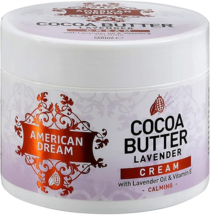 American Dream Cocoa Butter Lavender Body Cream 500ml jar with white lid