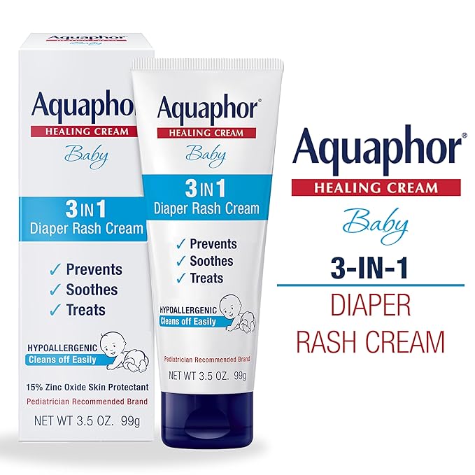 Aquaphor Baby 3-in-1 Diaper Rash Cream 3.5 oz tube with packaging