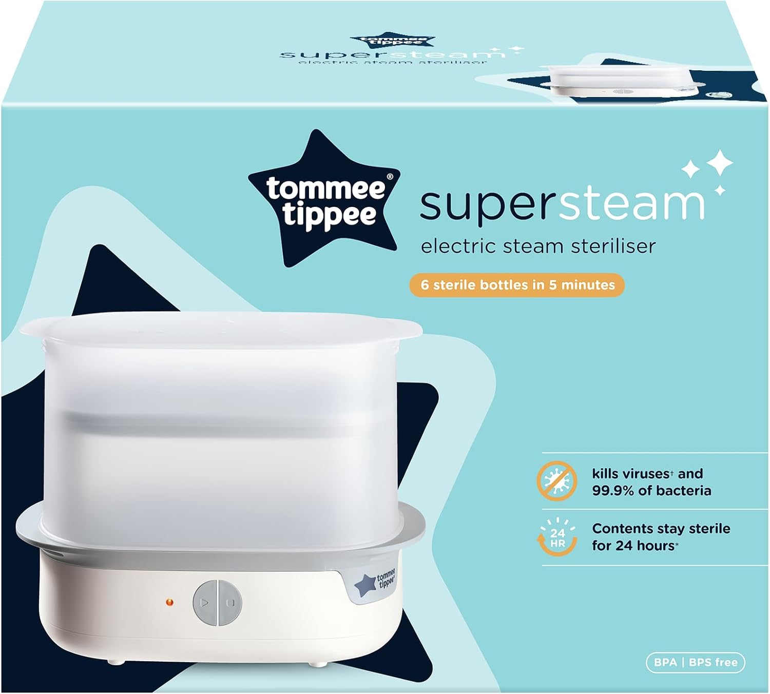 Tommee Tippee Supersteam white electric steam steriliser for bottles