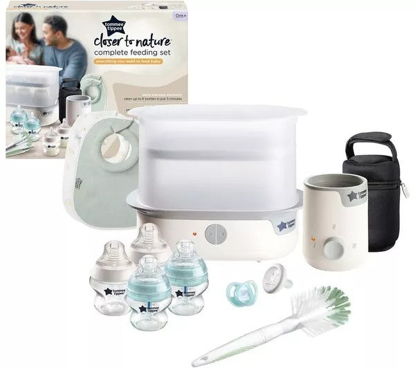 Tommee Tippee Closer to Nature Complete Feeding Set White with steriliser and bottles