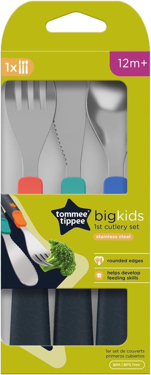 Tommee Tippee Big Kids 1st Cutlery Set 12 months+ stainless steel 3-pack