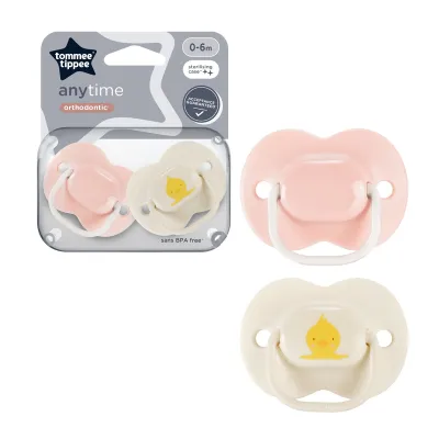 Tommee Tippee Closer to Nature Anytime Soother 0-6 months two pack pink cream