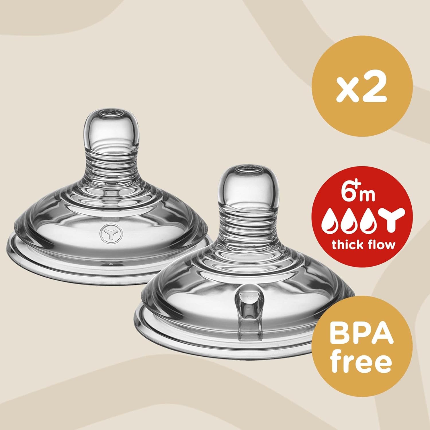 Tommee Tippee Closer To Nature fast flow teats six months plus two pack
