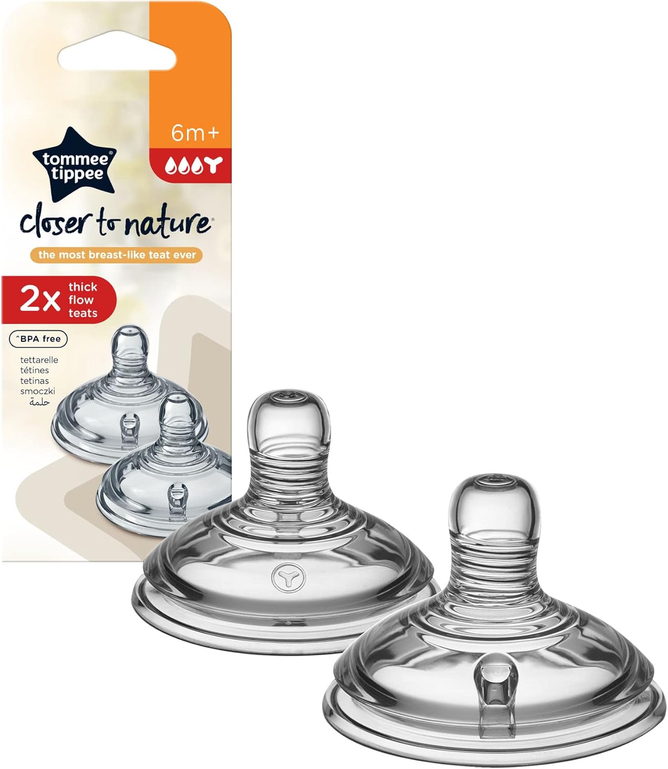 Tommee Tippee Closer To Nature 6m+ fast flow teats, 2 pack