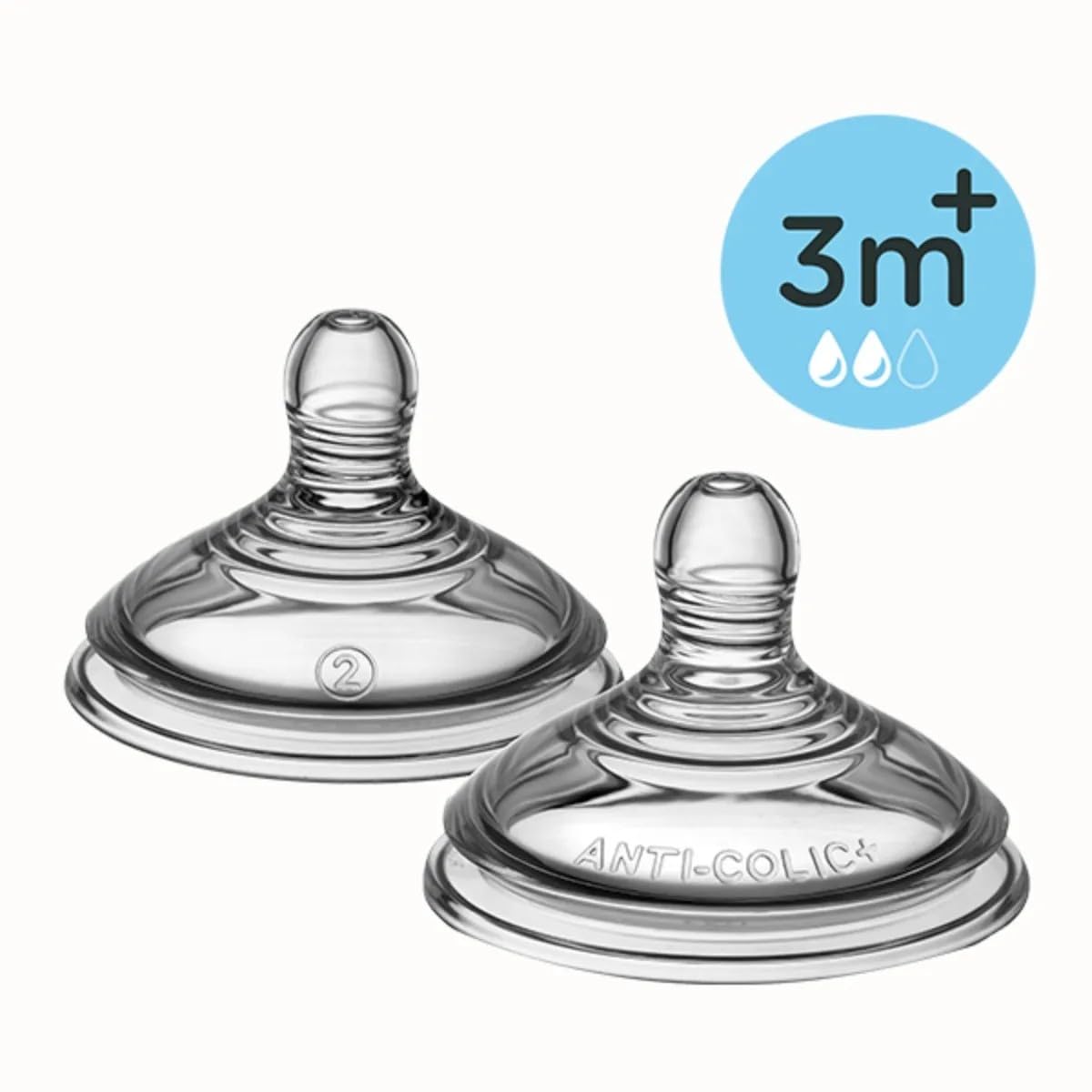 Tommee Tippee Advanced Anti-Colic teats medium flow two pack for three months plus
