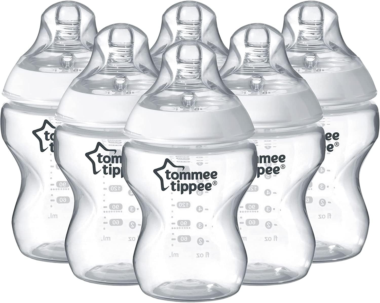 Tommee Tippee Closer to Nature 260ml feeding bottles set of six pack