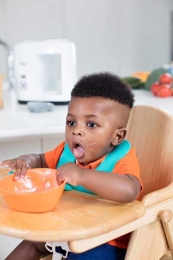 Tommee Tippee Roll n' Go Bib orange and turquoise portable feeding bib