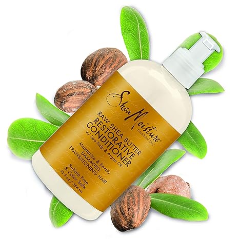 Shea Moisture Restorative Conditioner 13oz golden bottle with pump dispenser