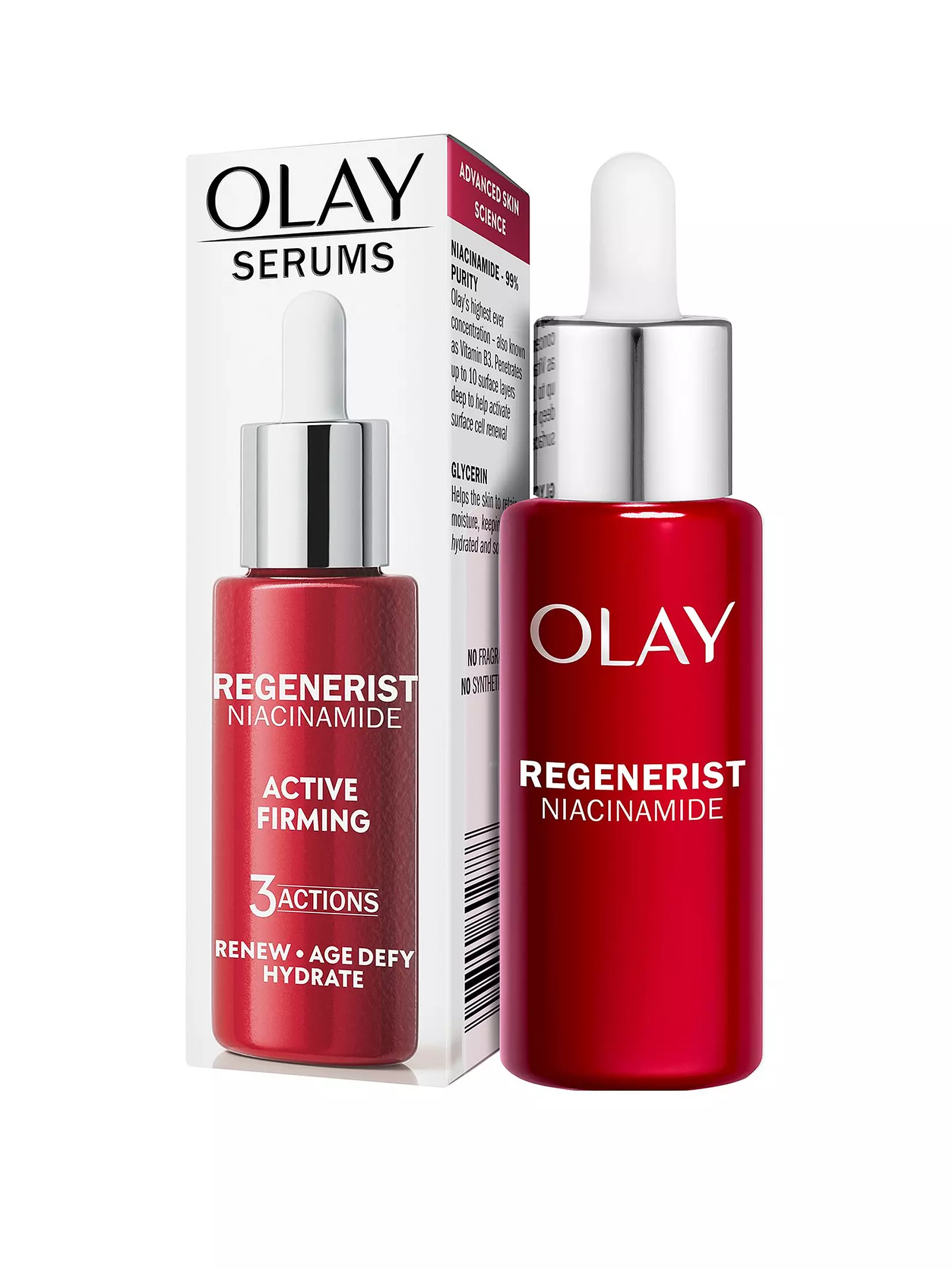 Olay Regenerist Niacinamide Active Firming Age Defy Serum 40ml red bottle