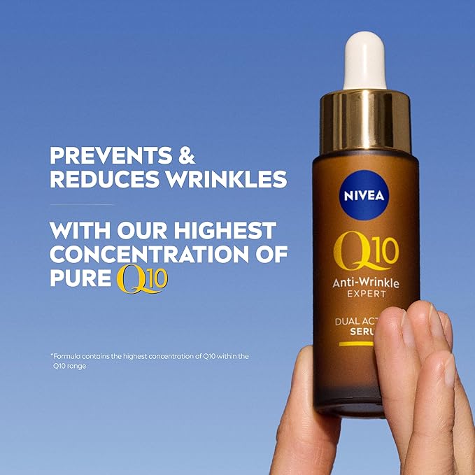 Nivea Q10 Anti-Wrinkle Expert Dual Action Serum 30ml bottle with dropper
