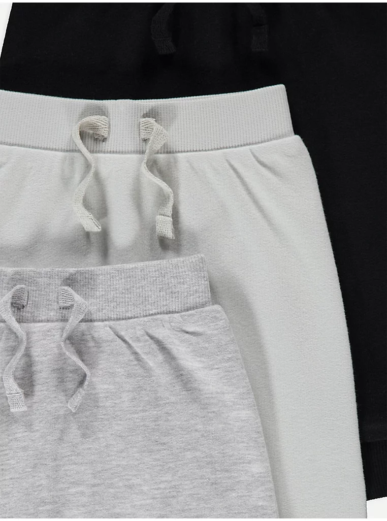 George Jersey Joggers 3 Pack in black, white and grey