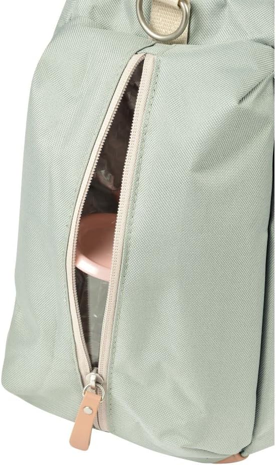 Béaba Sydney II changing bag in leaf green with open compartment detail