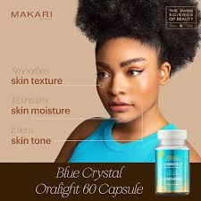Makari Blue Crystal Oralight 60 capsule skin supplement bottle