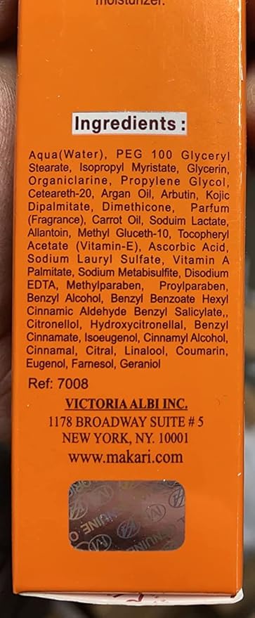 Makari Extreme Argan and Carrot Oil Spot Corrector Pen with ingredients listed