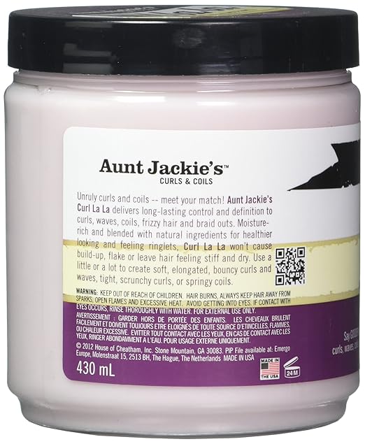 Aunt Jackie's Curl La La Defining Curl Custard 430ml jar with black lid