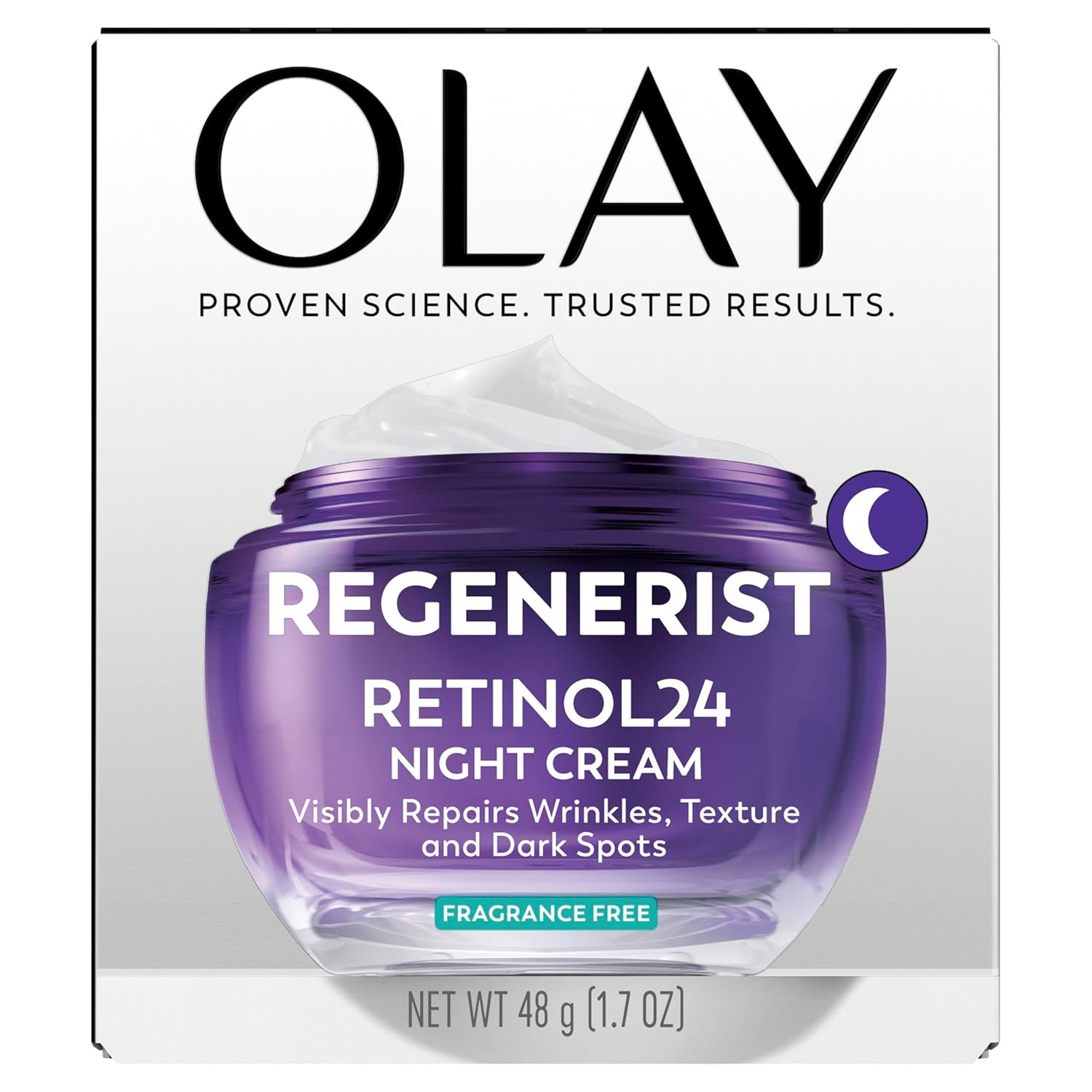 Olay Regenerist Retinol24 night cream purple jar fragrance free 48g