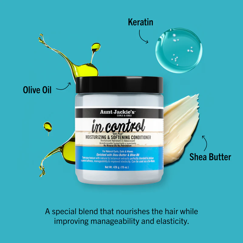 Aunt Jackie's in Control Anti-Poof Moisturising & Softening Conditioner 450ml jar