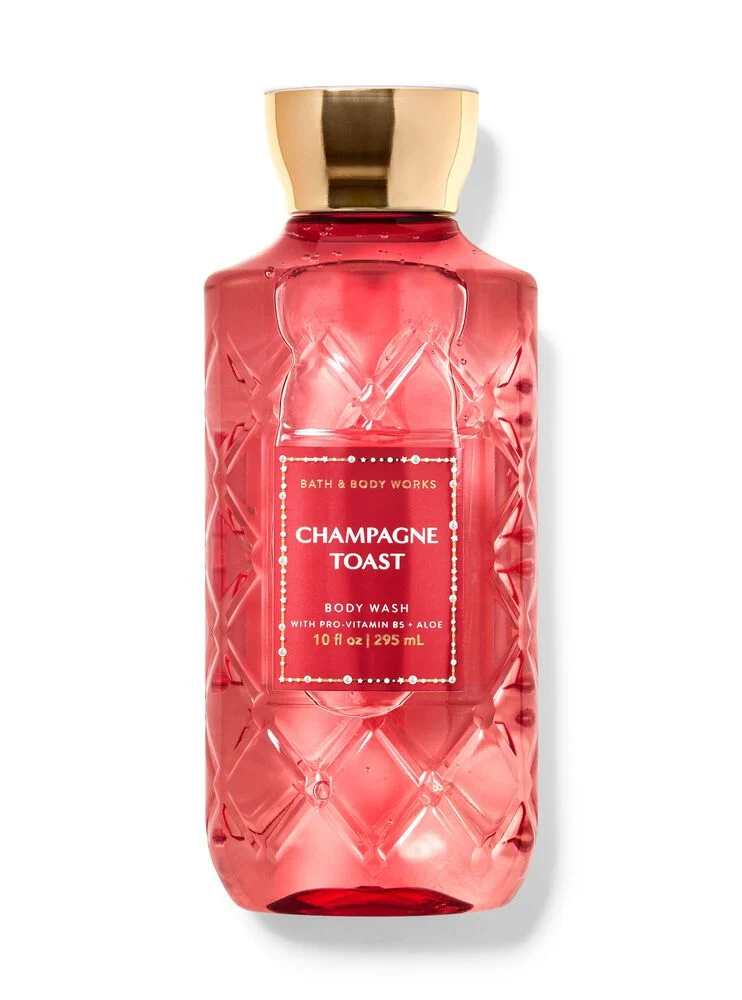 Bath and Body Works Champagne Toast 295ml red body wash bottle