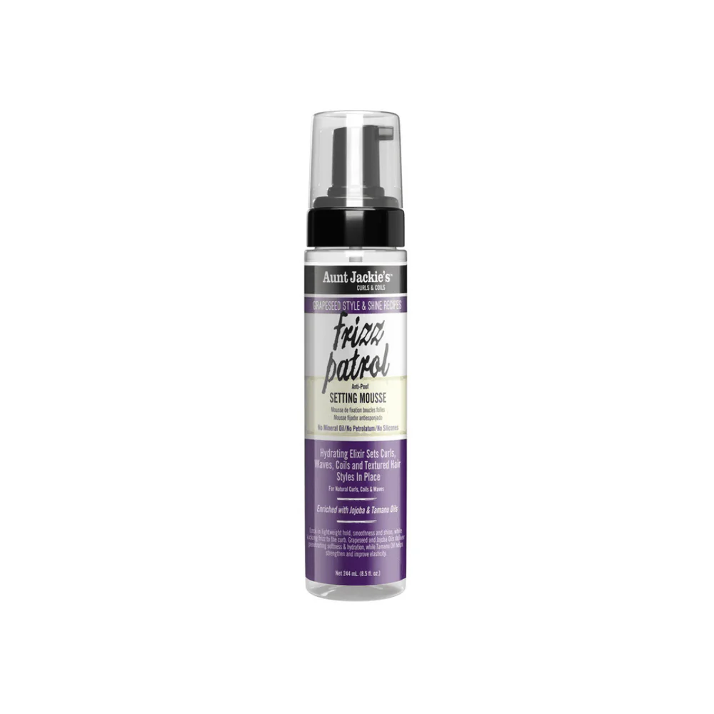 Aunt Jackie's Frizz Patrol Anti-Poof Setting Mousse 244ml spray bottle