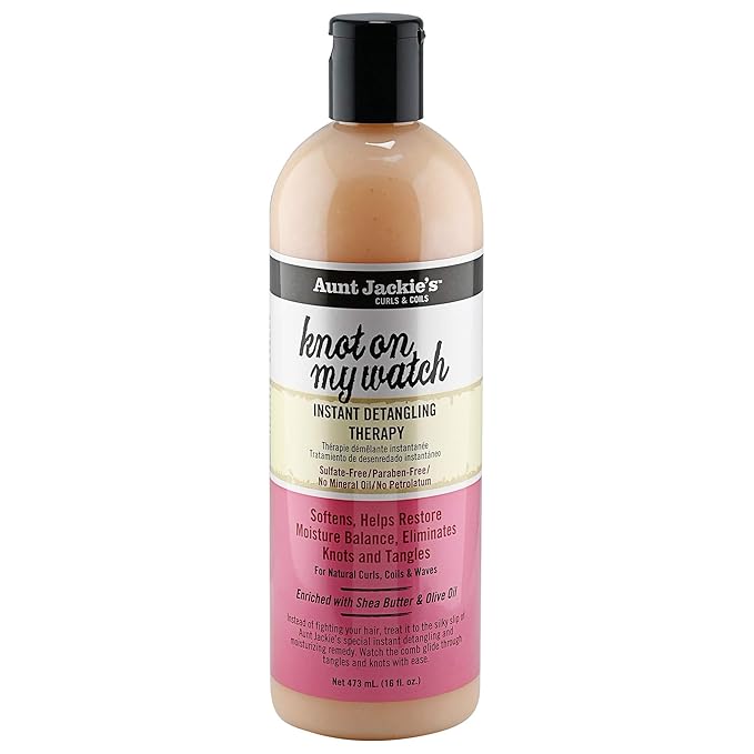 Aunt Jackie's Knot On My Watch instant hair detangling therapy 16 oz bottle with black cap