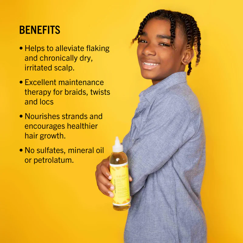 Aunt Jackie's Kids E-Blast Daily Oil for dry scalp, 8 oz bottle with vitamin E and flaxseed