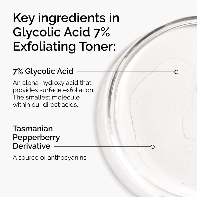 The Ordinary Glycolic Acid 7% Exfoliating Toner 240ml clear liquid bottle