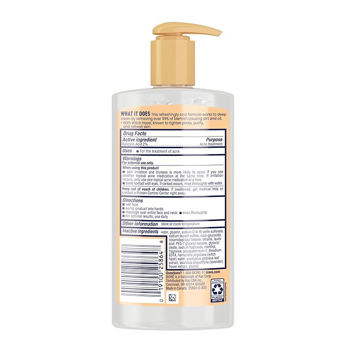 Biore Clear & Breathable Cooling Cleanser with Witch Hazel for oily skin, 6.77 oz