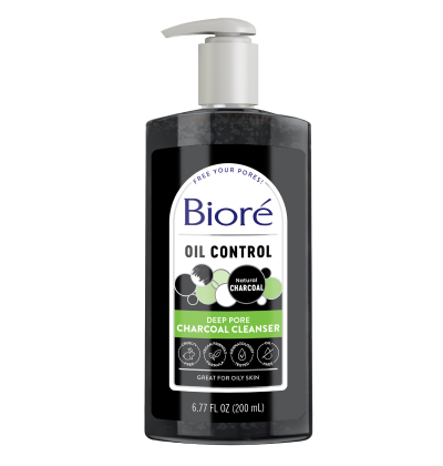 Bioré Oil Control Deep Pore Charcoal Cleanser black 200ml pump bottle