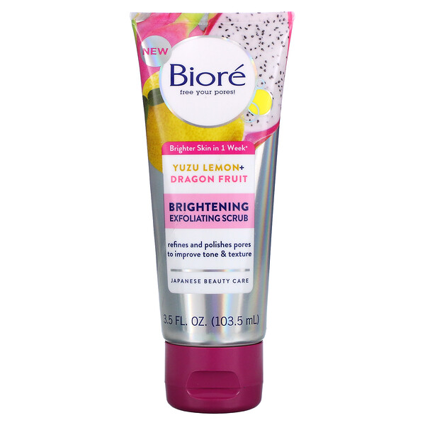 Bioré Brightening Exfoliating Scrub Yuzu Lemon Dragon Fruit 103.5ml tube