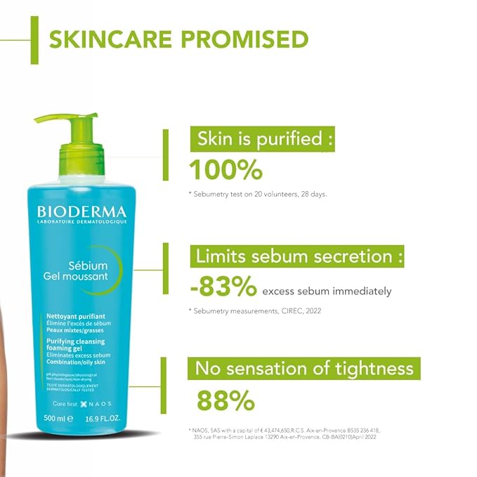 Bioderma Sébium Gel Moussant 500ml foaming cleansing gel with pump dispenser