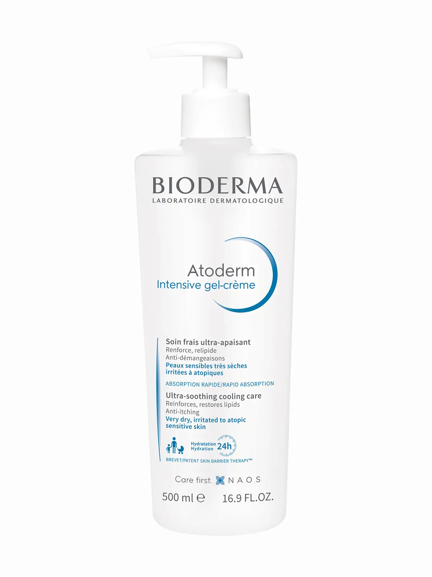 Bioderma Atoderm Intensive gel-crème body moisturiser, 500ml pump bottle for sensitive skin