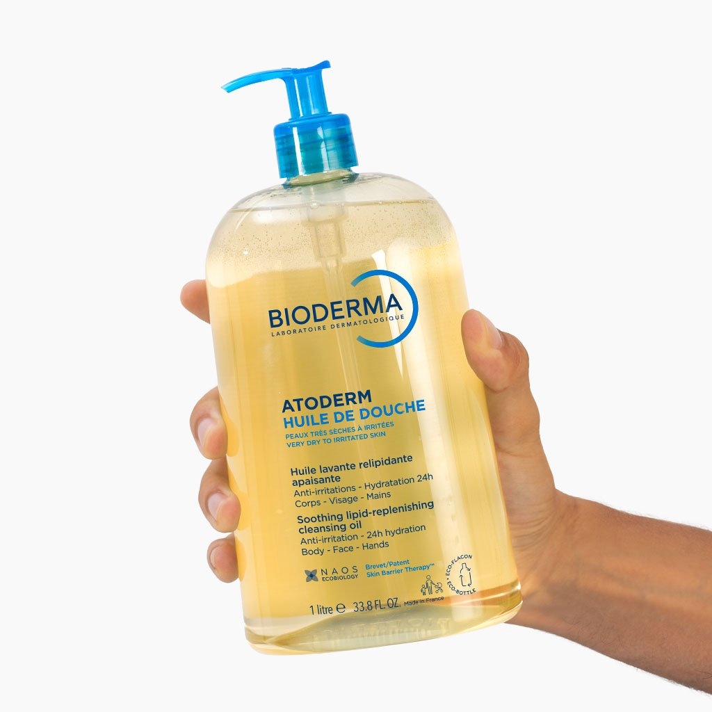 Bioderma Atoderm Shower Cleansing Oil 1 litre with blue pump dispenser