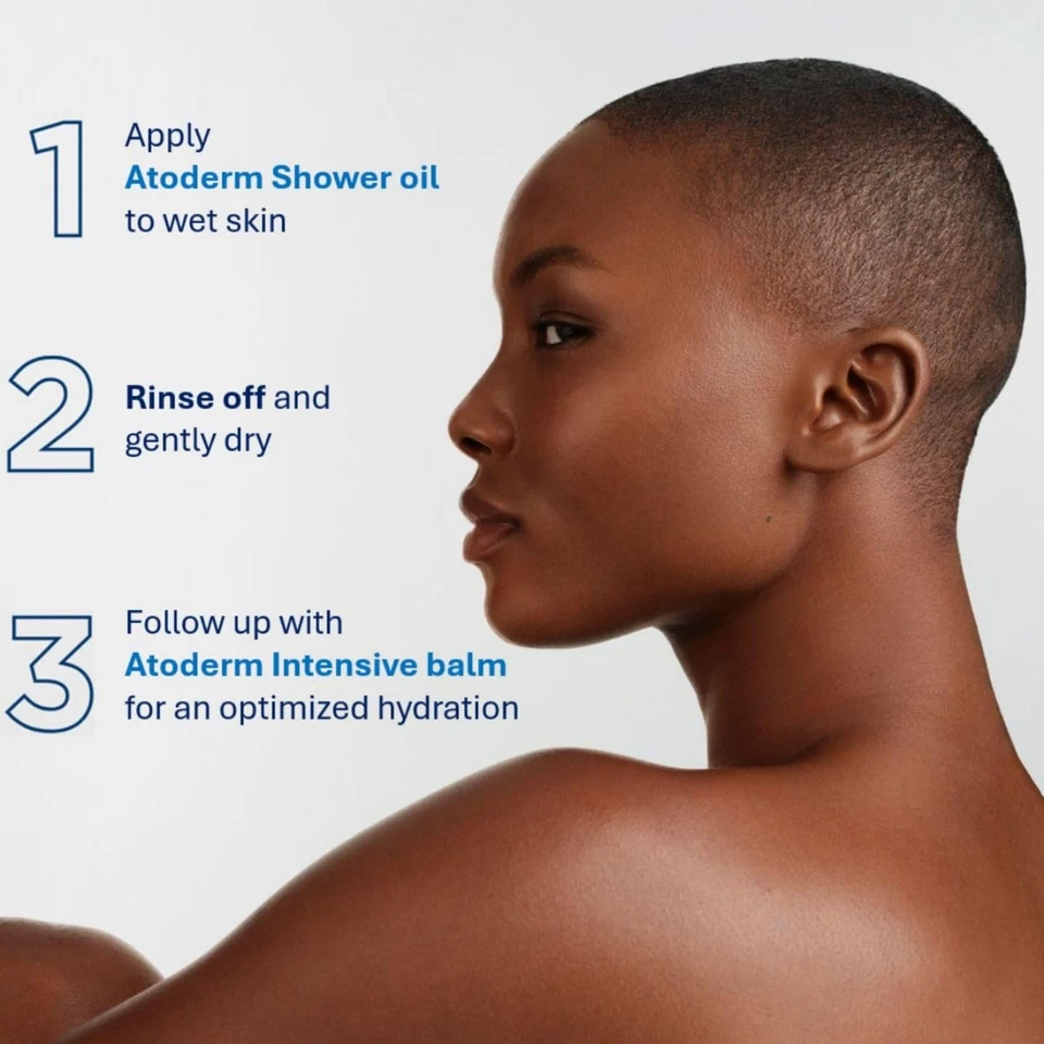 Bioderma Atoderm Shower Cleansing Oil 1L bottle with usage instructions