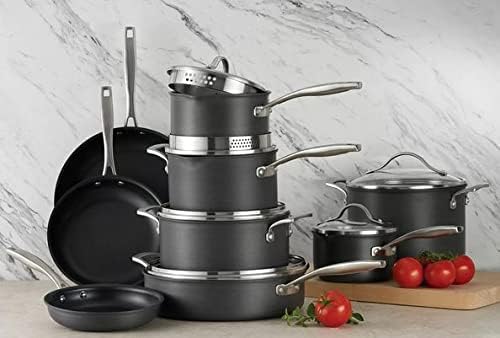 Member's Mark 15-piece hard anodised aluminium cookware set black