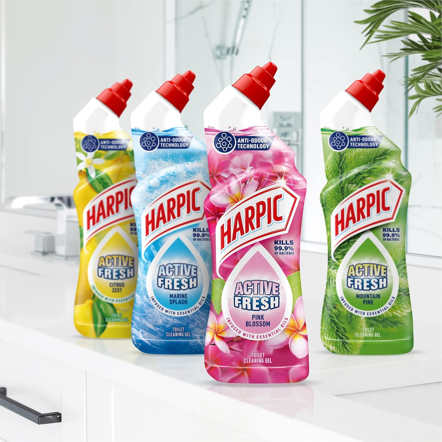 Harpic Active Cleaning Gel 750ml Pink Blossom toilet cleaner bottle