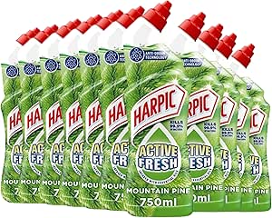 Harpic Active Cleaning Gel 750ml Pine pack of eight bottles