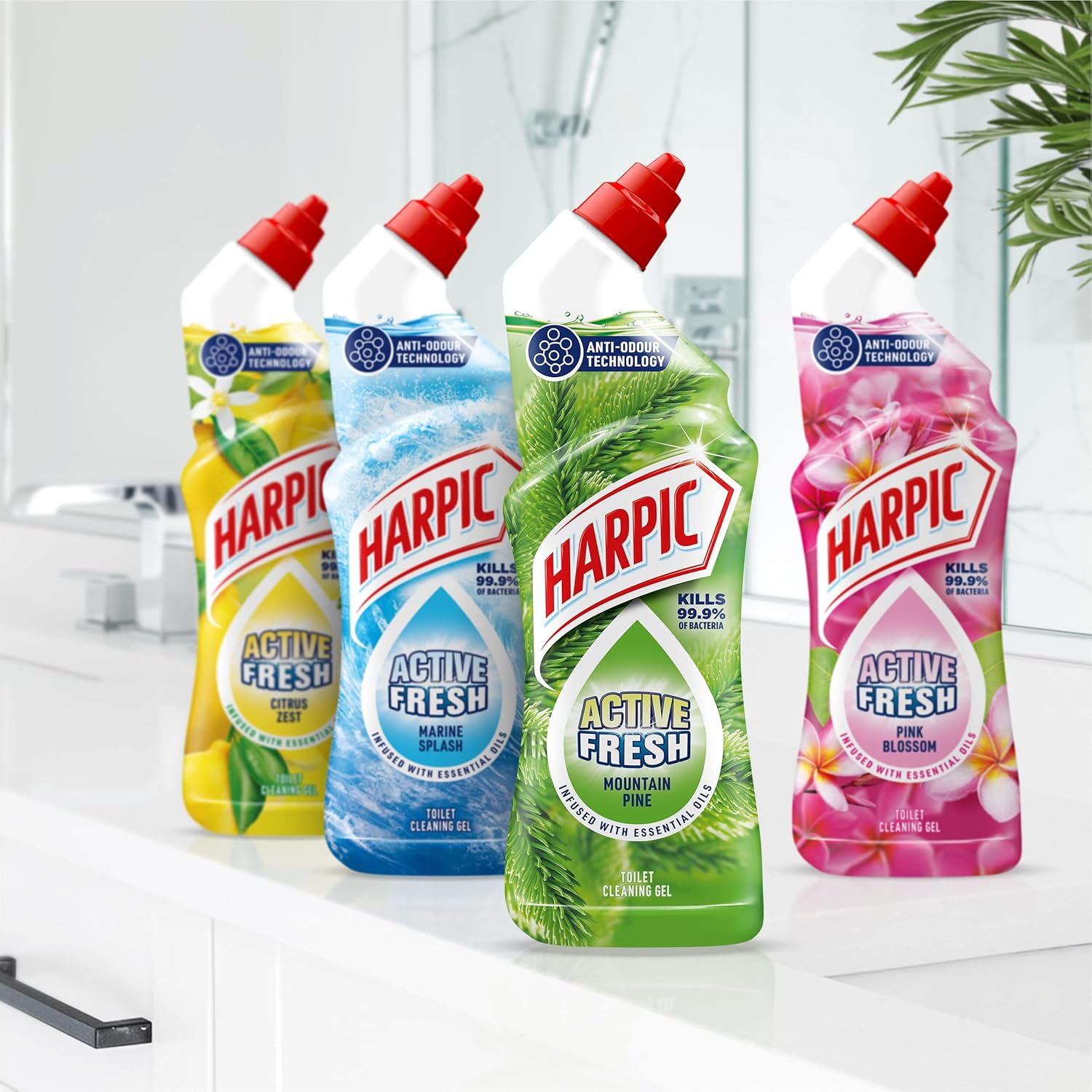 Harpic Active Fresh Mountain Pine 750ml toilet cleaning gel bottle