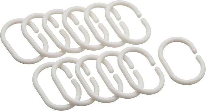 White Pearl hookless shower curtain rings, set of 12 pieces