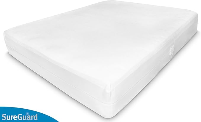 SureGuard 9 inch deep double mattress protector white fitted cover