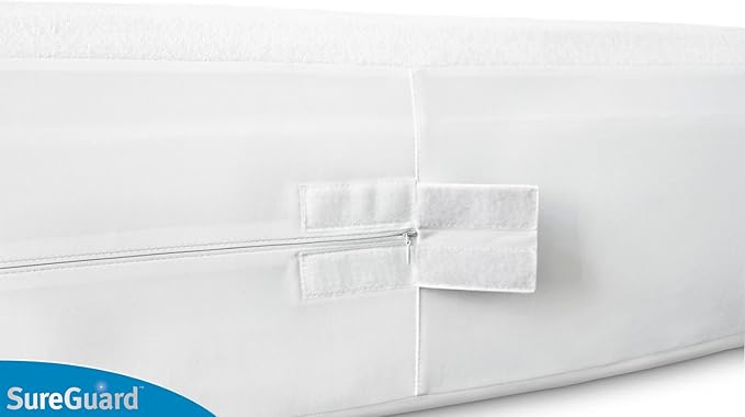 SureGuard 9 inch deep double mattress protector white fitted cover