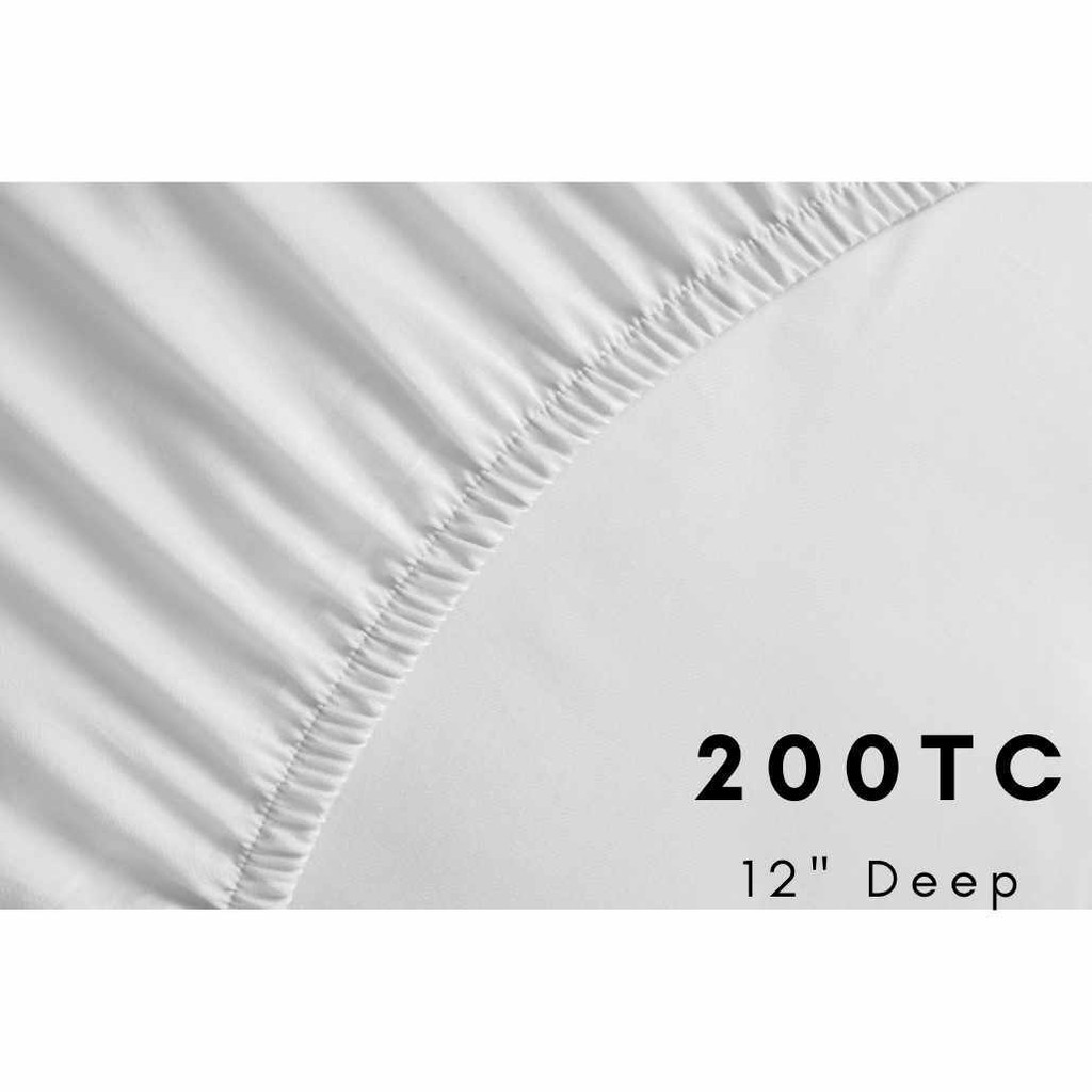 200TC 100% cotton percale fitted sheet 12" deep white superking size