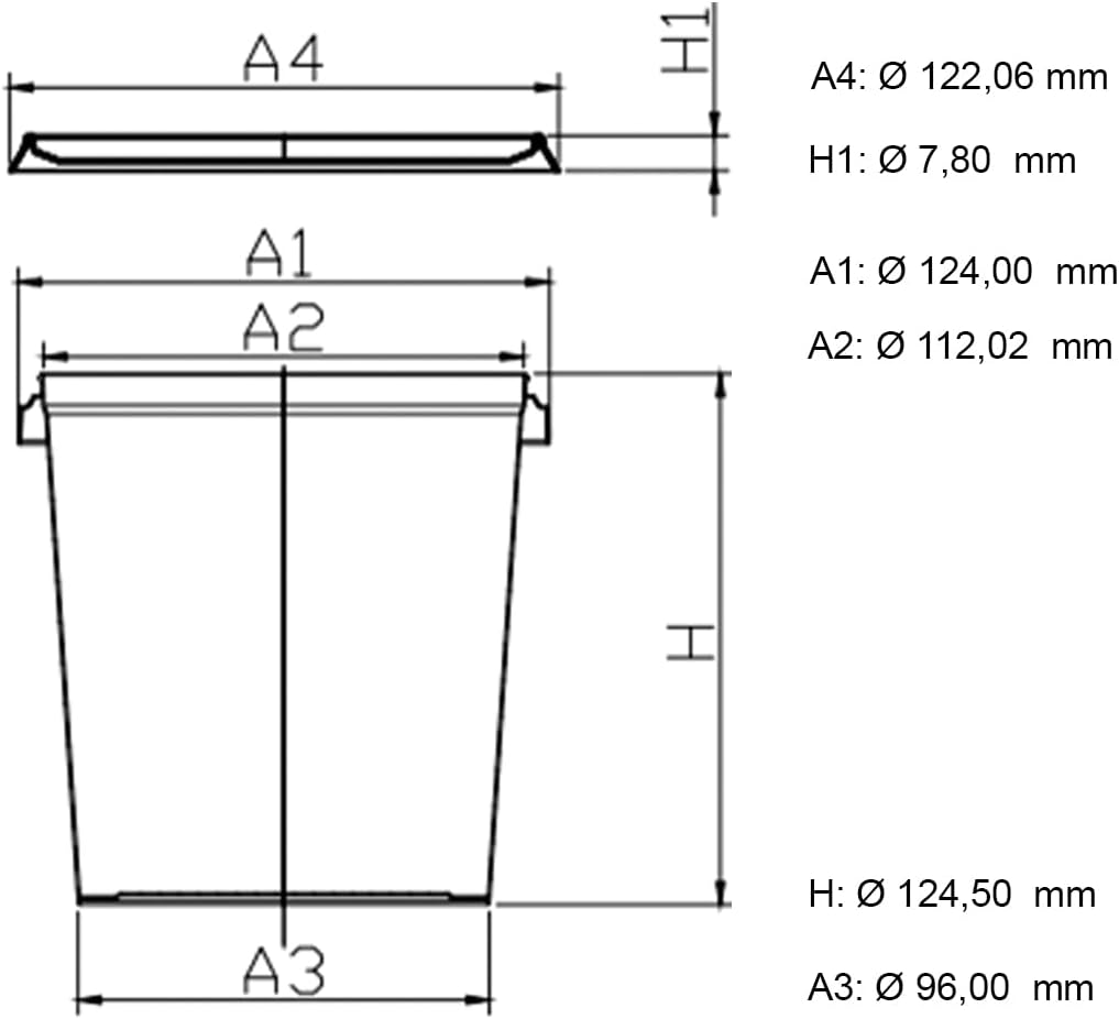 Round bucket 10 litre with carry handles and lid view