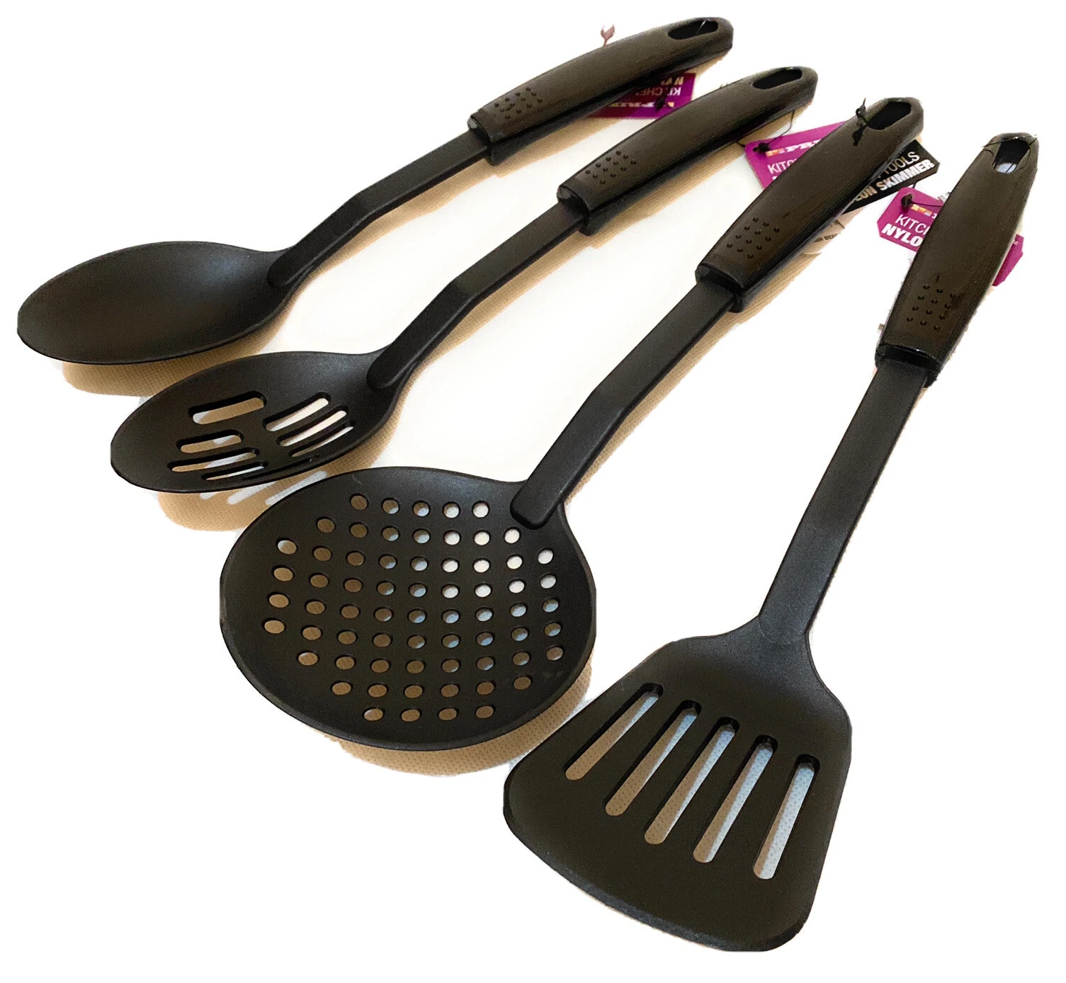 Prima black solid serving spoon with heat-resistant handle