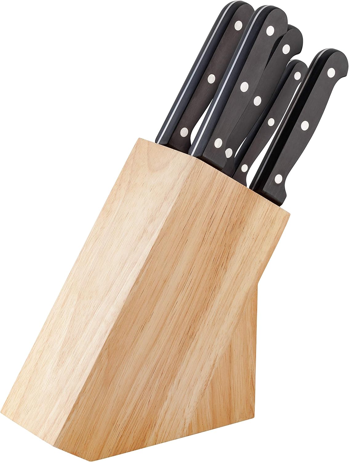 Judge Sabatier 5 piece knife block set with wooden stand and black handles