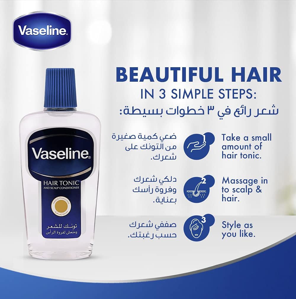 Vaseline Hair Tonic and Scalp Conditioner 100ml clear bottle with blue cap