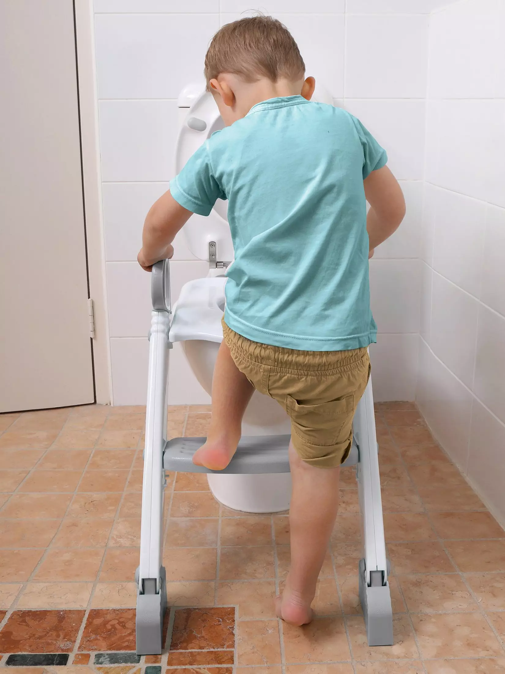 Dreambaby Ladder Step-Up Toilet Trainer white and grey with handles