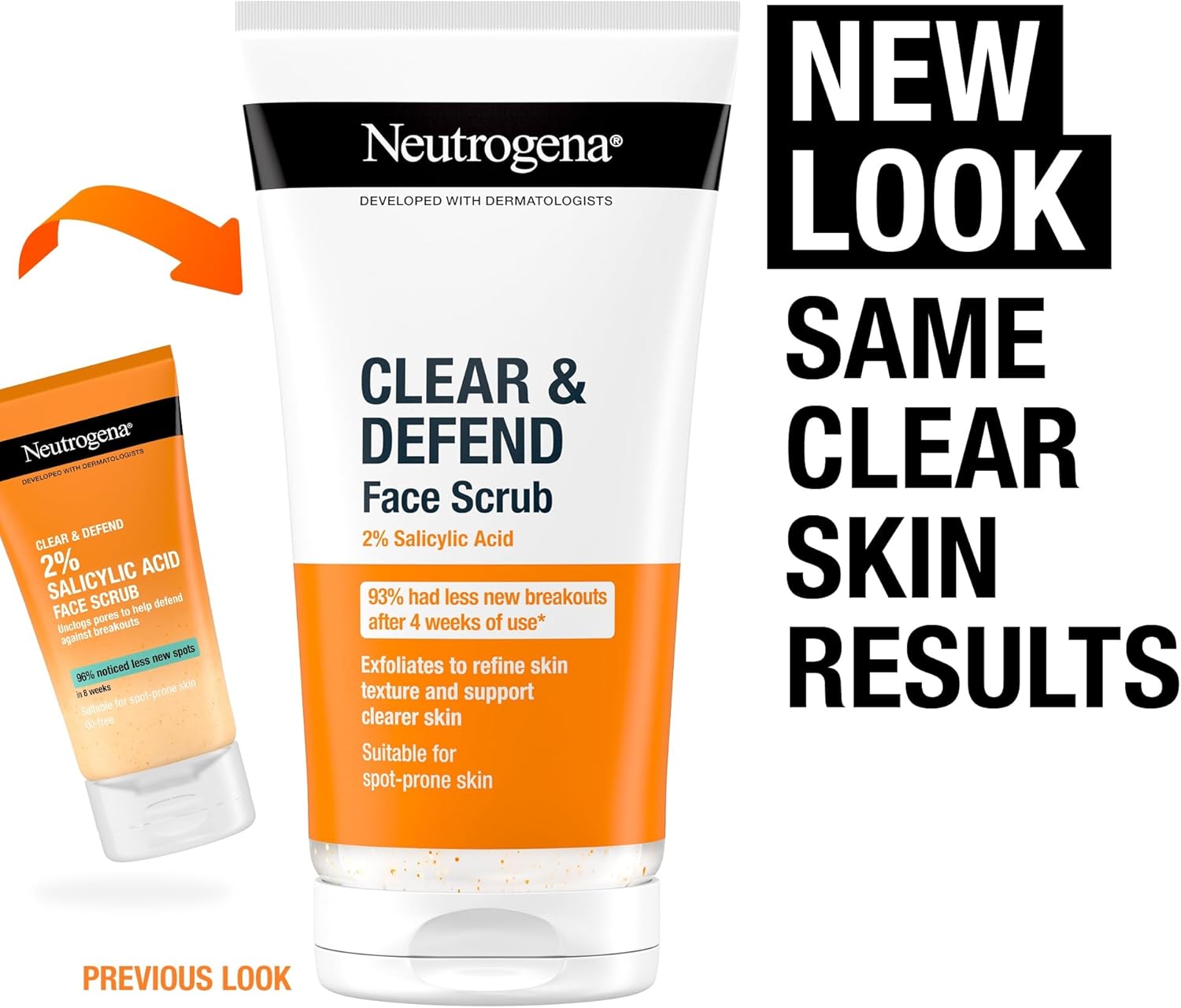 Neutrogena Clear & Defend Face Scrub 150ml with 2% Salicylic Acid
